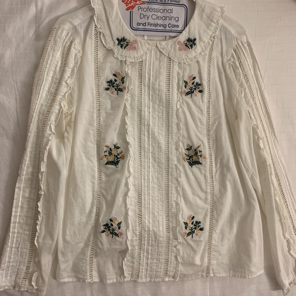 Zara floral collar shirt